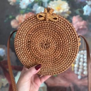 Handwoven crossbody rattan bag
